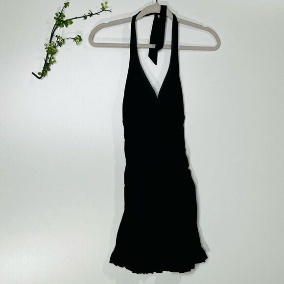 Sara Blakely Spanx Assets Black Halter One-Piece Swimsuit Dress - Picture 3 of 13